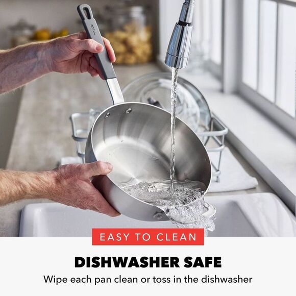 Bobby Flay - 3.5qt Stainless Steel Covered Chef's Pa Silver - Picture 6 of 8